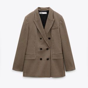 Zara Plaid Double Breasted Blazer